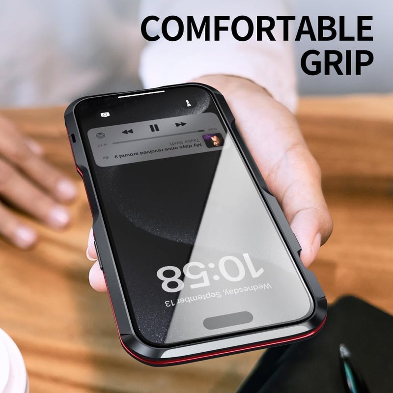 HENGHUI Aluminum Bumpers for iPhone 15 Pro Bumper Case with Strap Hole Metal Frame Bumper Cover Shock Absorbent Slim Cool Design (Silver) - Image 4